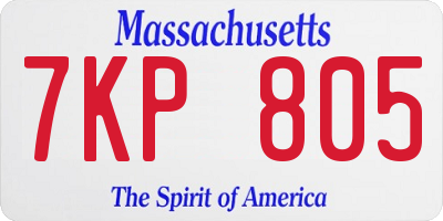 MA license plate 7KP805