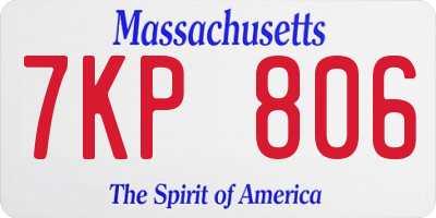 MA license plate 7KP806