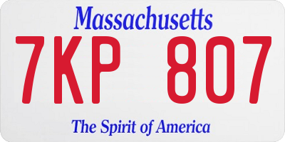 MA license plate 7KP807