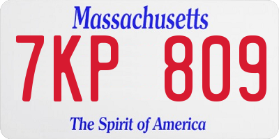 MA license plate 7KP809