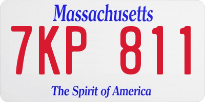 MA license plate 7KP811
