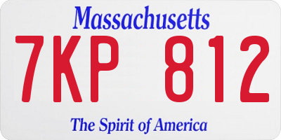 MA license plate 7KP812