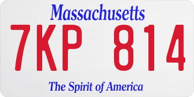 MA license plate 7KP814