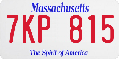 MA license plate 7KP815