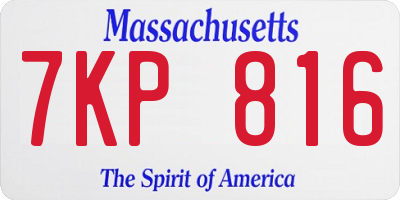 MA license plate 7KP816