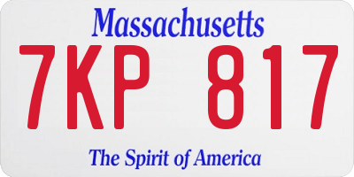 MA license plate 7KP817
