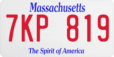 MA license plate 7KP819