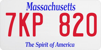 MA license plate 7KP820