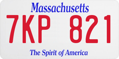 MA license plate 7KP821
