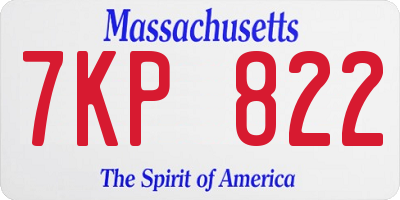MA license plate 7KP822