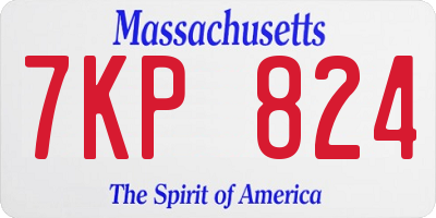 MA license plate 7KP824