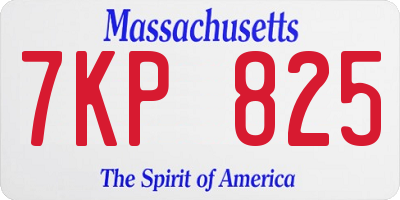 MA license plate 7KP825