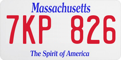 MA license plate 7KP826