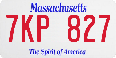 MA license plate 7KP827