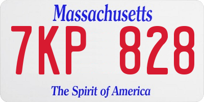 MA license plate 7KP828