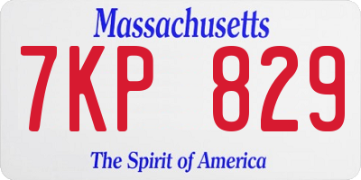 MA license plate 7KP829