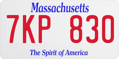 MA license plate 7KP830