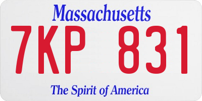 MA license plate 7KP831