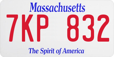 MA license plate 7KP832