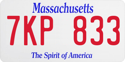 MA license plate 7KP833