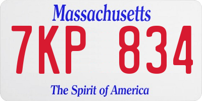 MA license plate 7KP834