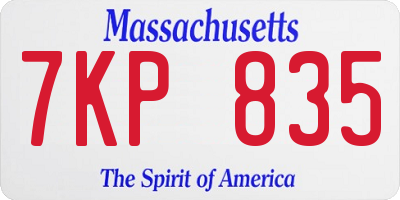 MA license plate 7KP835