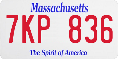 MA license plate 7KP836