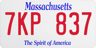 MA license plate 7KP837