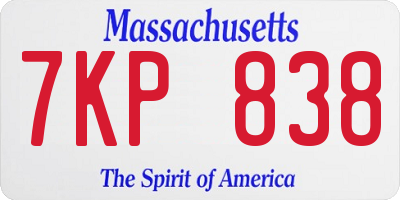 MA license plate 7KP838