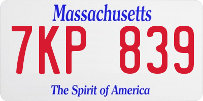 MA license plate 7KP839