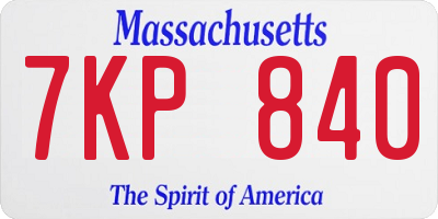 MA license plate 7KP840