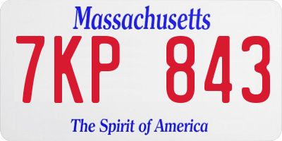 MA license plate 7KP843