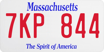 MA license plate 7KP844