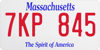 MA license plate 7KP845