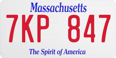 MA license plate 7KP847