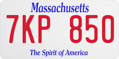 MA license plate 7KP850