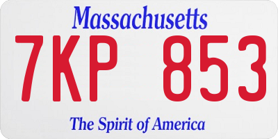 MA license plate 7KP853