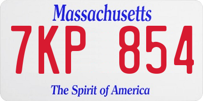 MA license plate 7KP854