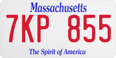 MA license plate 7KP855