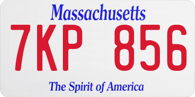 MA license plate 7KP856