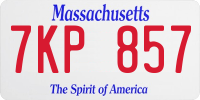 MA license plate 7KP857