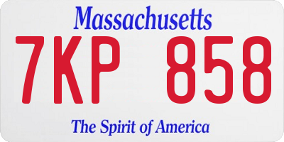 MA license plate 7KP858
