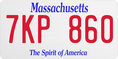 MA license plate 7KP860