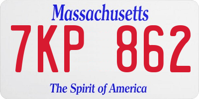 MA license plate 7KP862