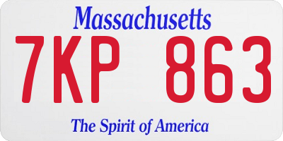 MA license plate 7KP863