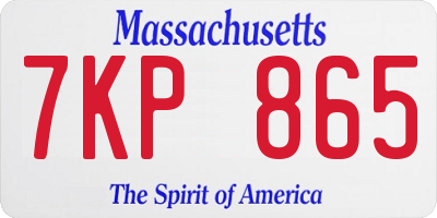 MA license plate 7KP865