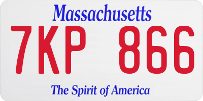 MA license plate 7KP866
