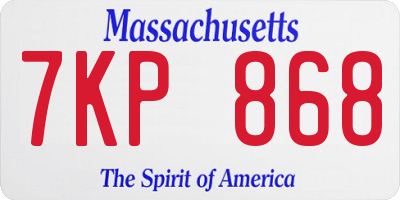 MA license plate 7KP868