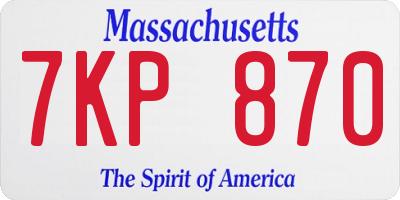MA license plate 7KP870