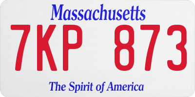 MA license plate 7KP873